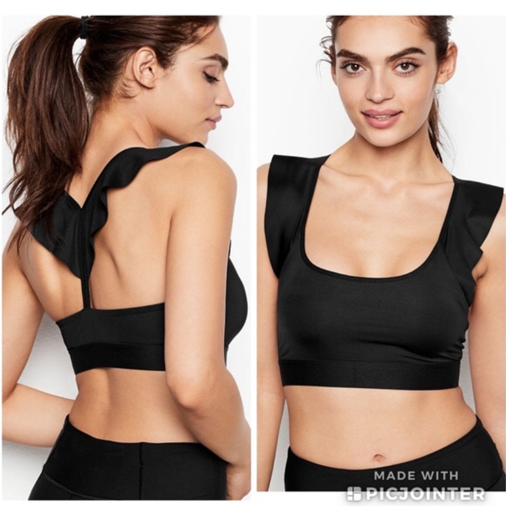 Victoria’s Secret Black Ruffle Sports Bra